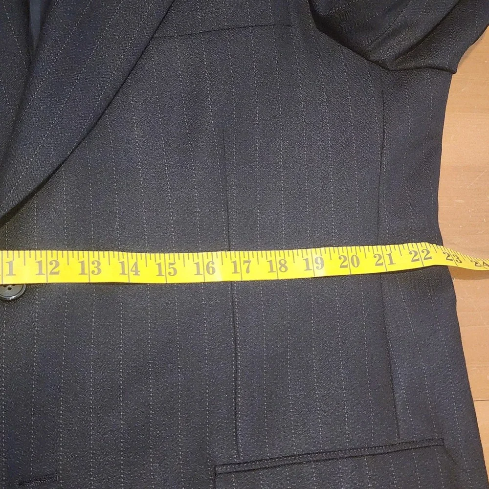 Yves Saint Laurent YSL Wool Pinstripe Blazer Navy Blue Jacket Business‎ Work VTG